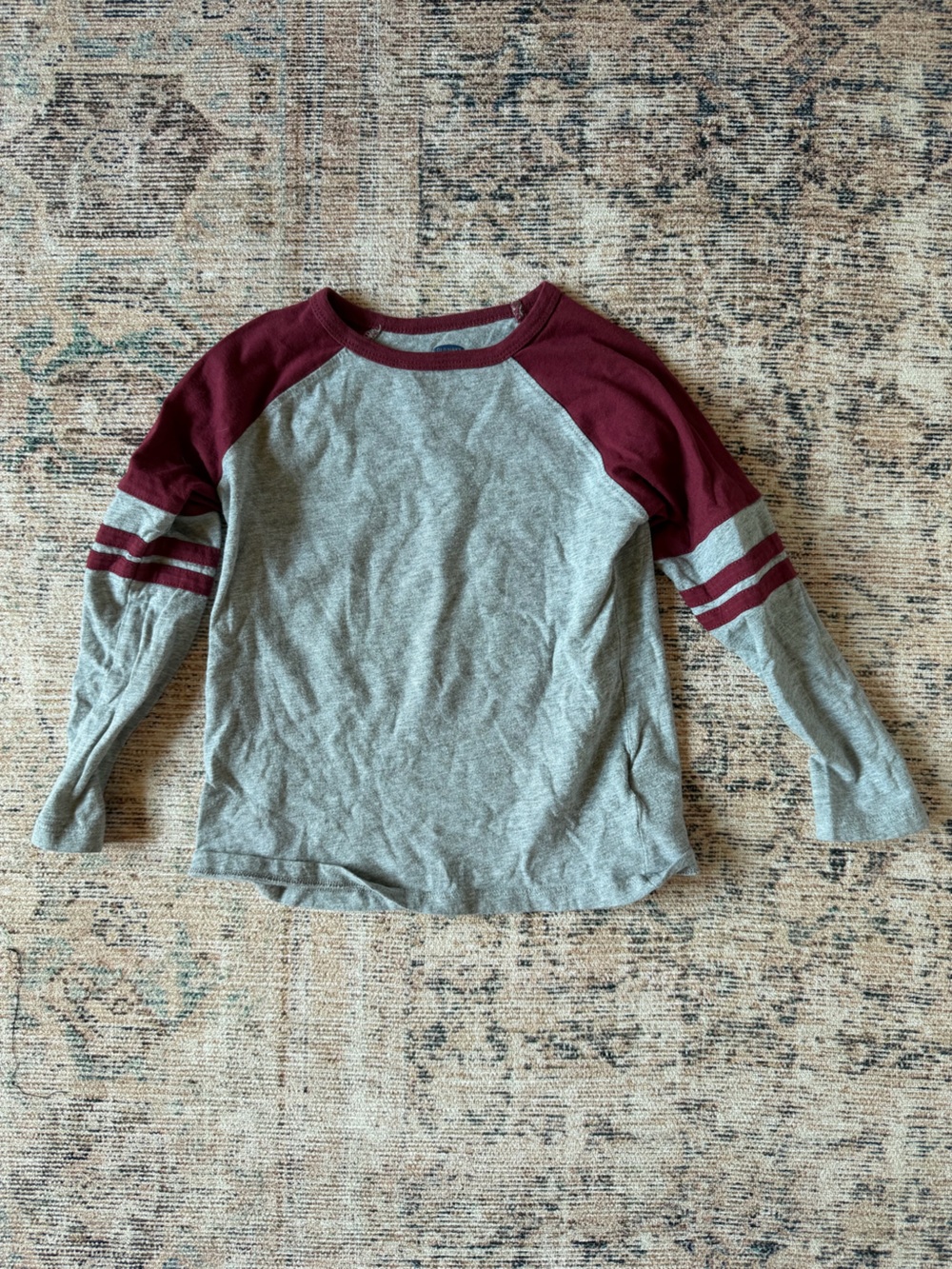 Old Navy Gray and Maroon Raglan Long Sleeve Tee
